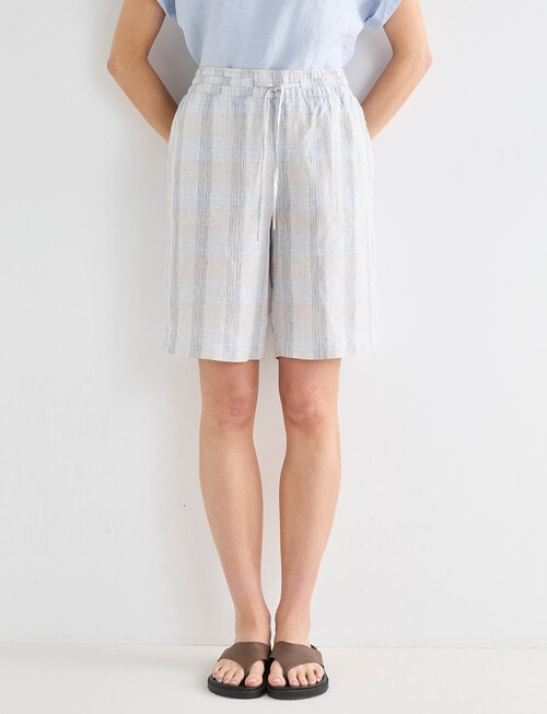 Zest Essential Linen Longline Short, Natural Check product photo View 04 L