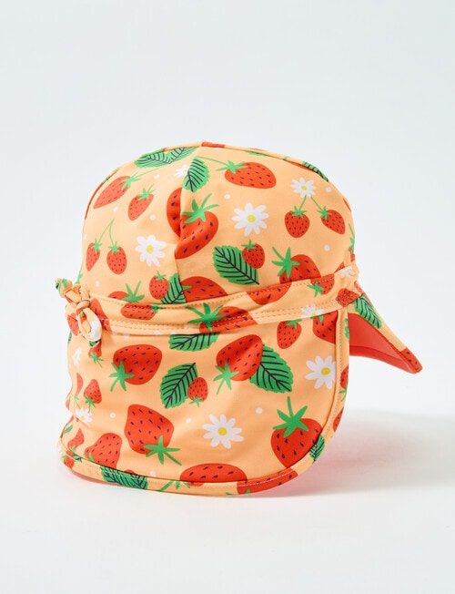 Teeny Weeny Girls Strawberry Legionnaire Swim Hat, Peach product photo View 03 L