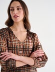 Oliver Black Three Quarter Sleeve V-neck Top, Film Print product photo