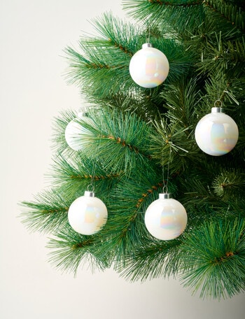 Christmas Shop Glass Bauble, Snow, Set of 6 product photo