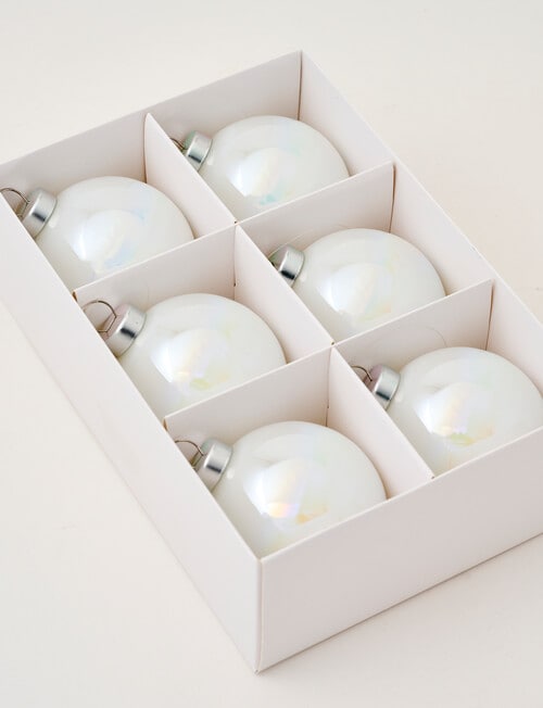 Christmas Shop Glass Bauble, Snow, Set of 6 product photo View 02 L
