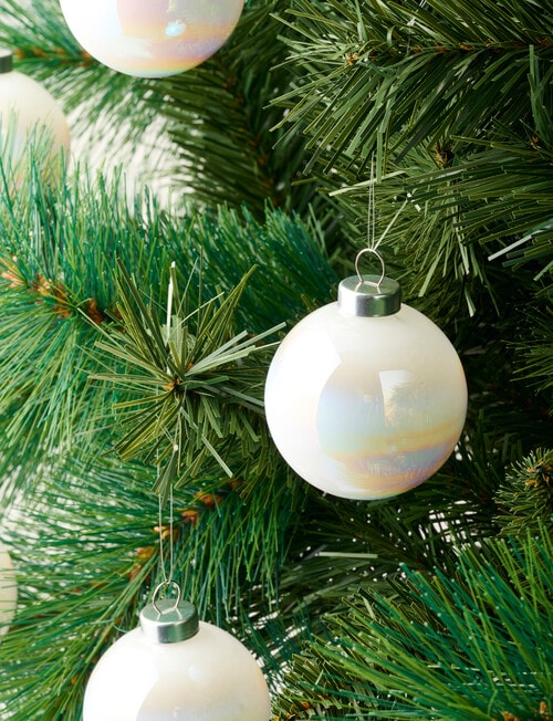 Christmas Shop Glass Bauble, Snow, Set of 6 product photo View 03 L