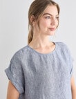 Zest Essential Linen Top, Navy Stripe product photo