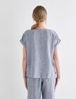 Zest Essential Linen Top, Navy Stripe product photo View 02 S