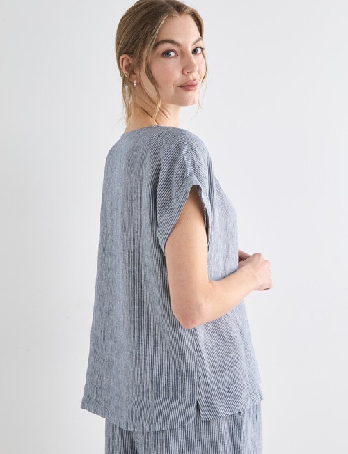 Zest Essential Linen Top, Navy Stripe product photo View 04 L