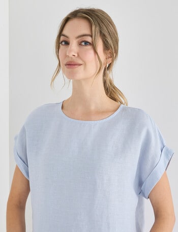Zest Essential Linen Top, Silver Blue product photo