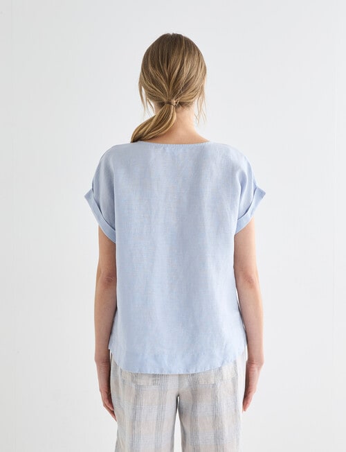 Zest Essential Linen Top, Silver Blue product photo View 02 L