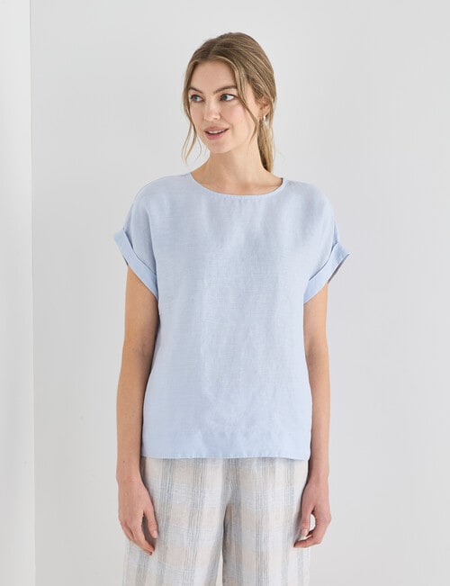 Zest Essential Linen Top, Silver Blue product photo View 04 L