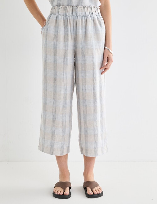 Zest Essential Linen Crop Pant, Natural Check product photo View 04 L
