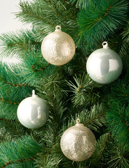 Christmas Shop Blown Glass Bauble, Set of 4, Snow product photo