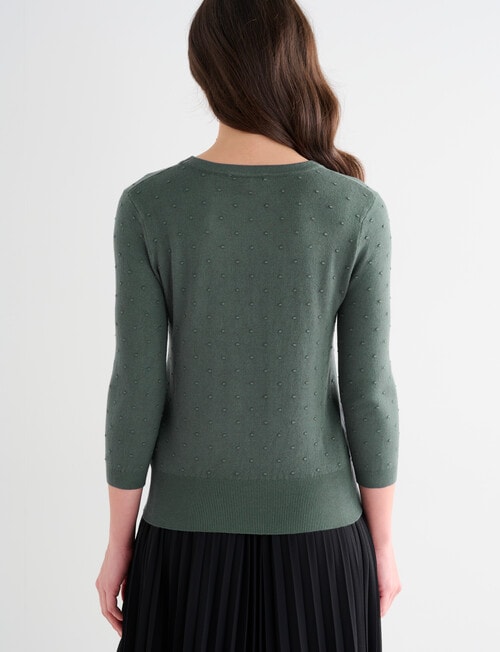 Oliver Black Three Quarter Sleeve Texture Jumper, Light Teal product photo View 02 L