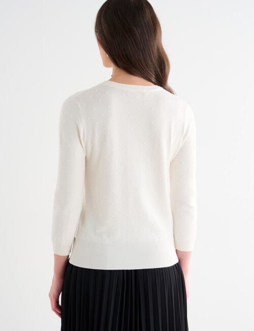 Oliver Black Three Quarter Sleeve Texture Jumper, Ivory product photo View 02 L