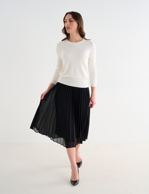 Oliver Black Three Quarter Sleeve Texture Jumper, Ivory product photo View 03 L
