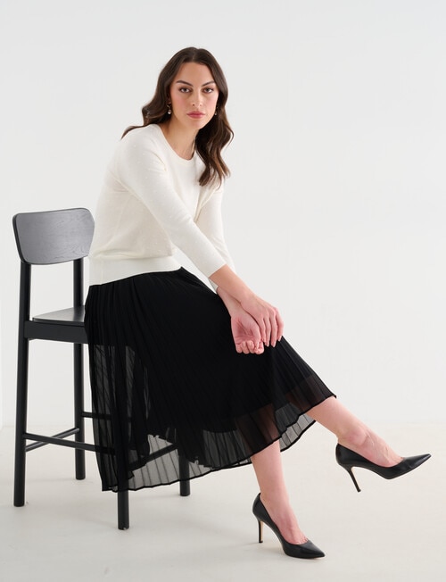 Oliver Black Three Quarter Sleeve Texture Jumper, Ivory product photo View 05 L