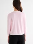 Oliver Black Three Quarter Sleeve Contrast Cardigan, Soft Pink product photo View 02 S