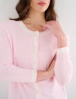 Oliver Black Three Quarter Sleeve Contrast Cardigan, Soft Pink product photo View 05 S