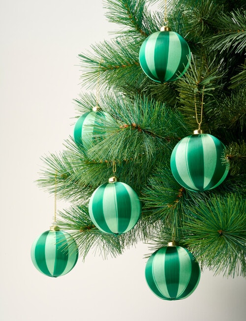 Christmas Shop Striped Baubles, Set of 6, Green & Blue product photo