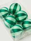 Christmas Shop Striped Baubles, Set of 6, Green & Blue product photo View 02 S