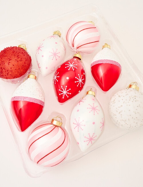 Christmas Shop Candy Baubles, Set of 9, Red product photo