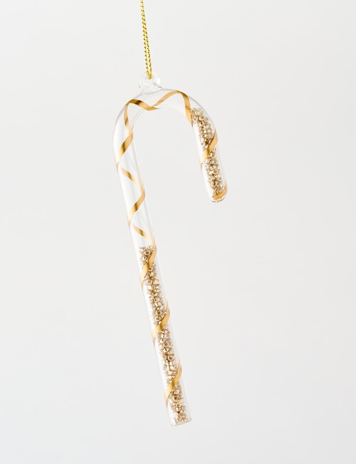 Christmas Shop Candy Cane Glass Ornament, Gold product photo