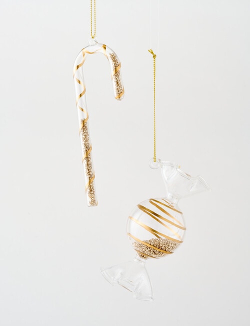 Christmas Shop Candy Cane Glass Ornament, Gold product photo View 04 L