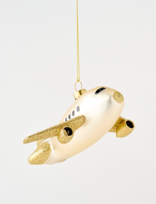 Christmas Shop Aeroplane Ornament, Gold Tone product photo View 03 L