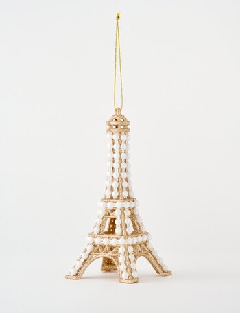 Christmas Shop Eiffel Tower Ornament, Pearl Tone product photo