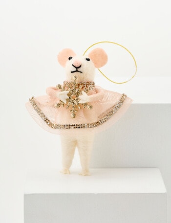 Christmas Shop Felt Ornament, Mouse With Snowflake product photo