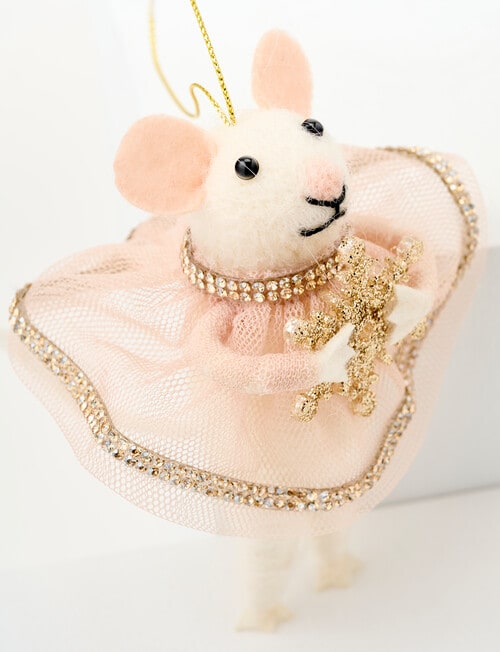 Christmas Shop Felt Ornament, Mouse With Snowflake product photo View 02 L