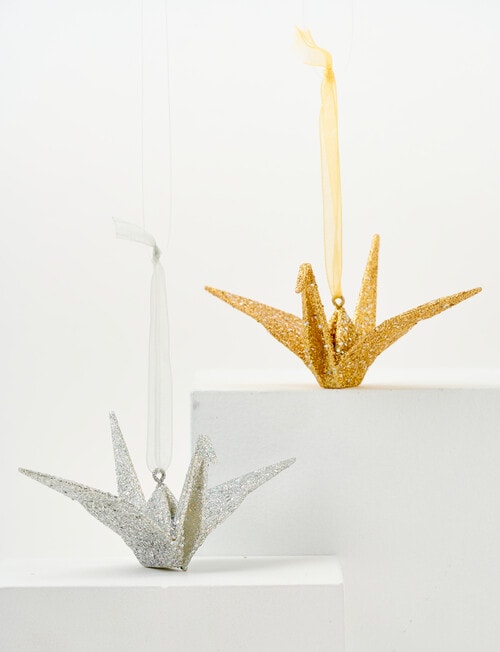 Christmas Shop Origami Crane Ornament, Gold Tone product photo View 04 L