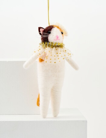 Christmas Shop Ornament, Calico Cat With Bow product photo