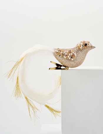Christmas Shop Jewelled Bird Clip Ornament, Champagne product photo