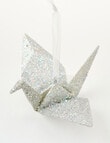 Christmas Shop Origami Crane Ornament, Silver Tone product photo