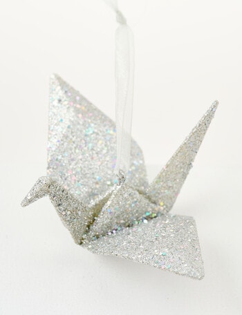 Christmas Shop Origami Crane Ornament, Silver Tone product photo