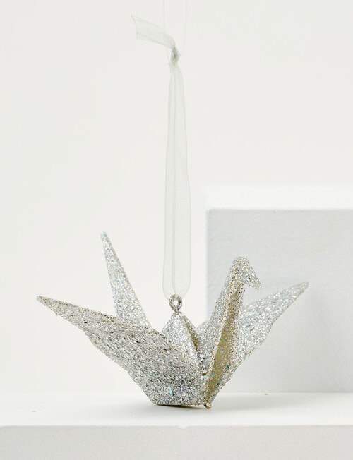 Christmas Shop Origami Crane Ornament, Silver Tone product photo View 02 L