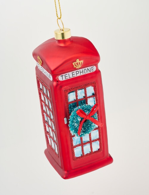 Christmas Shop Glass Ornament, Telephone Booth product photo View 03 L