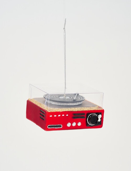 Christmas Shop Glass Ornament, Record Player product photo View 02 L