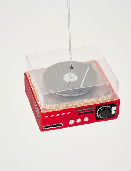 Christmas Shop Glass Ornament, Record Player product photo View 03 L