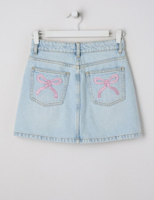 Switch Riley Bow Pocket Denim Mini Skirt, Byron Blue product photo View 02 L