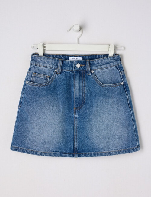 Switch Riley Denim Mini Skirt, Washed Blue product photo