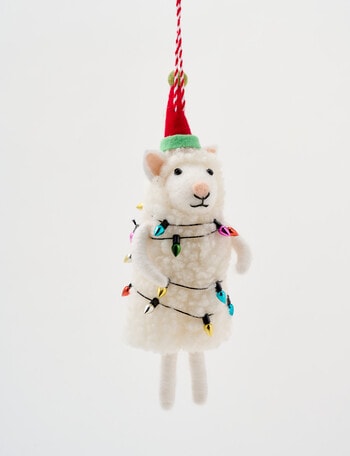 Christmas Shop Wool Ornament, Sheep With Light Bulbs product photo