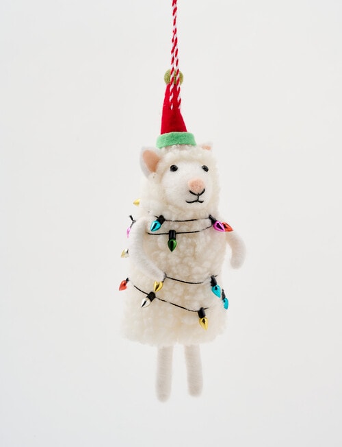 Christmas Shop Wool Ornament, Sheep With Light Bulbs product photo