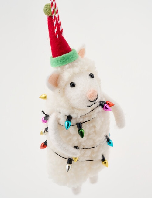 Christmas Shop Wool Ornament, Sheep With Light Bulbs product photo View 03 L