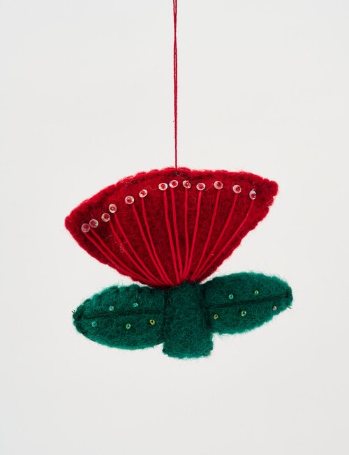 Christmas Shop Felt Ornament, Pohutukawa product photo