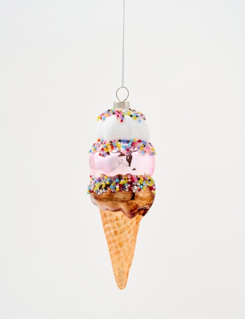 Christmas Shop Glass Ornament, Ice Cream Cone product photo