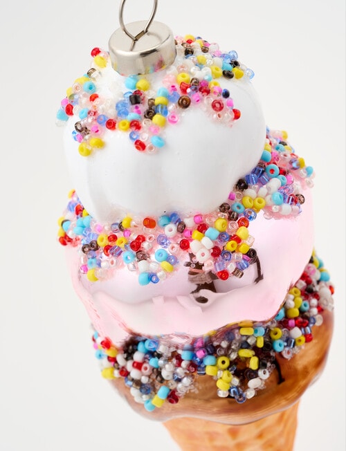 Christmas Shop Glass Ornament, Ice Cream Cone product photo View 03 L