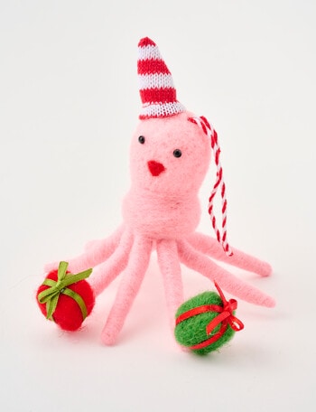 Christmas Shop Felt Ornament, Octopus product photo