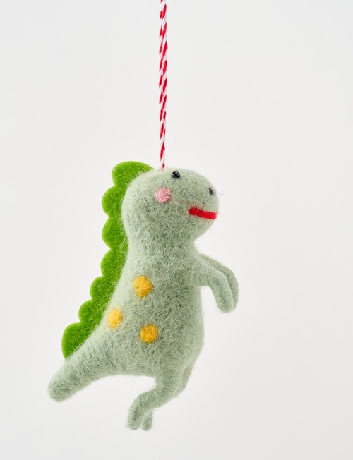 Christmas Shop Felt Ornament, Dino Green product photo