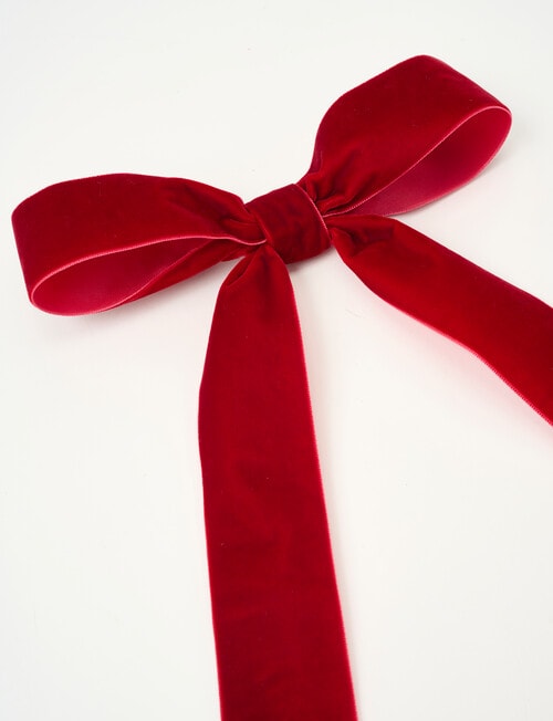 Christmas Shop Velvet Ribbon Bow Clip, Ruby product photo View 02 L