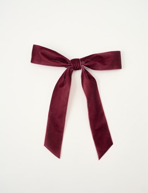 Christmas Shop Velvet Ribbon Bow Clip, Berry product photo